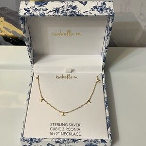 🛍️NIB Isabella M Elegant ‘FAITH’ Sterling Silver Necklace in Gold Tone